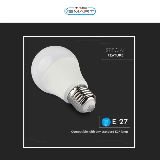 V-TAC SMART VT-5113 LAMPADINA LED WI-FI E27 11W BULB A60 GOCCIA RGB+W CHANGING COLOR CCT DIMMERABILE - SKU 212752 - Consegna in 1-5 giorni lavorativi