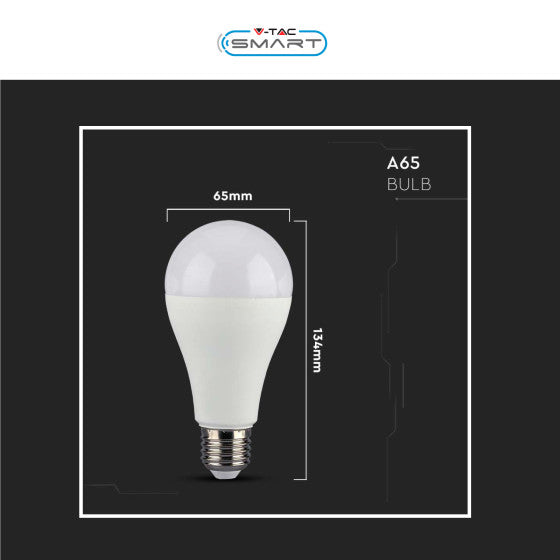 V-TAC SMART VT-5142 LAMPADINA LED WI-FI E27 14W BULB A65 GOCCIA RGB+W CHANGING COLOR CCT - SKU 2999 - Consegna in 1-5 giorni lavorativi