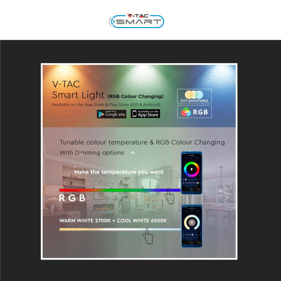 V-TAC SMART VT-5142 LAMPADINA LED WI-FI E27 14W BULB A65 GOCCIA RGB+W CHANGING COLOR CCT - SKU 2999 - Consegna in 1-5 giorni lavorativi