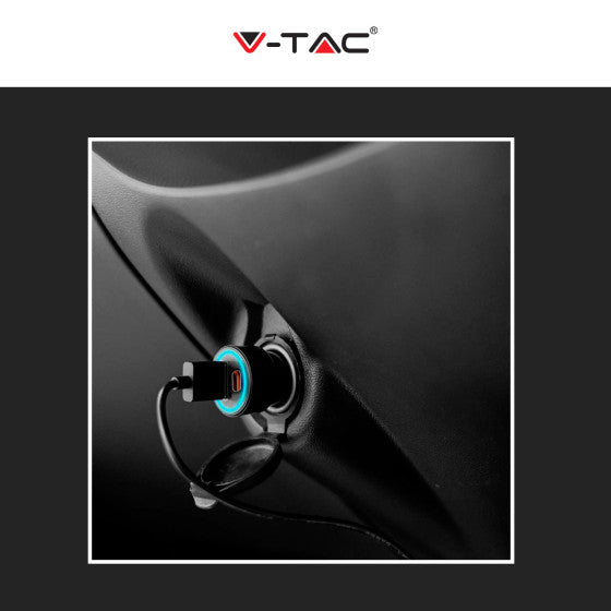 V-TAC VT-5318 CARICABATTERIE SMART AUTO USB 20W 3A PER SMARTPHONE RICARICA RAPIDA PD+QC COLORE NERO - SKU 7744 - Consegna in 1-5 giorni lavorativi