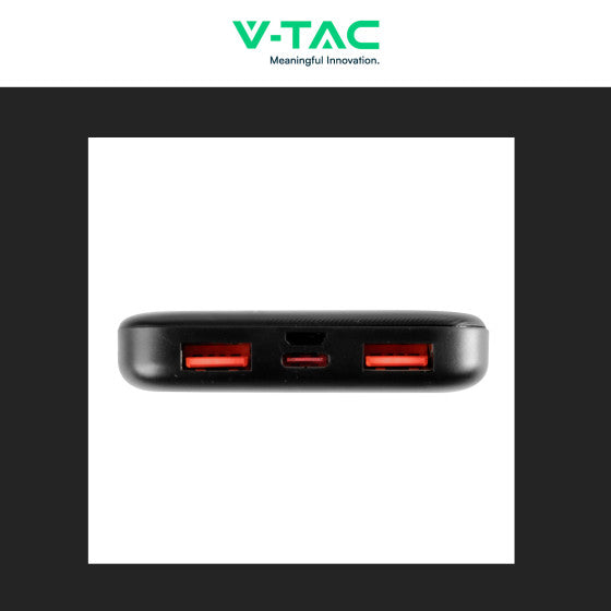 V-TAC VT-10000 POWER BANK PORTATILE 10000MAH CON RICARICA RAPIDA 22,5W PD E INDICATORE LED DI CARICA COLORE NERO - SKU 7831 - Consegna in 1-5 giorni lavorativi
