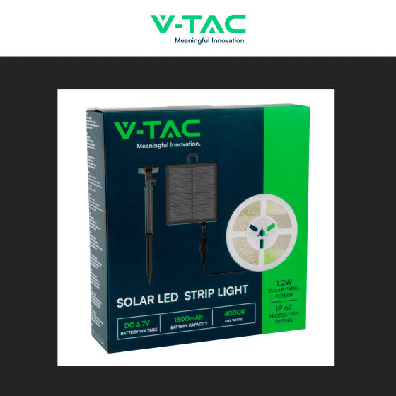 V-TAC VT-2835 STRISCIA LED FLESSIBILE 6W SMD 60 LED/M IP67 PANNELLO SOLARE E TELECOMANDO - BOBINA DA 5M - SKU 23044 / 23045 - Consegna in 1-5 giorni lavorativi