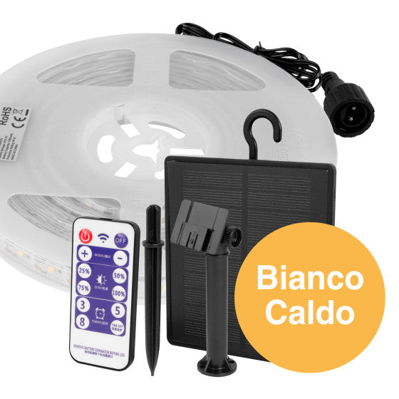 V-TAC VT-2835 STRISCIA LED FLESSIBILE 6W SMD 60 LED/M IP67 PANNELLO SOLARE E TELECOMANDO - BOBINA DA 5M - SKU 23044 / 23045 - Consegna in 1-5 giorni lavorativi