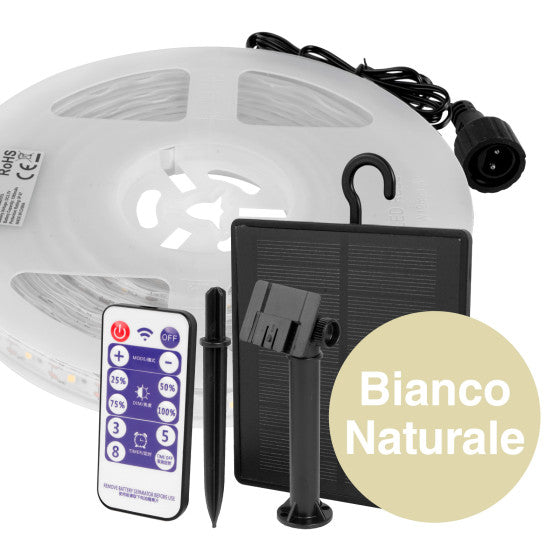 V-TAC VT-2835 STRISCIA LED FLESSIBILE 6W SMD 60 LED/M IP67 PANNELLO SOLARE E TELECOMANDO - BOBINA DA 5M - SKU 23044 / 23045 - Consegna in 1-5 giorni lavorativi