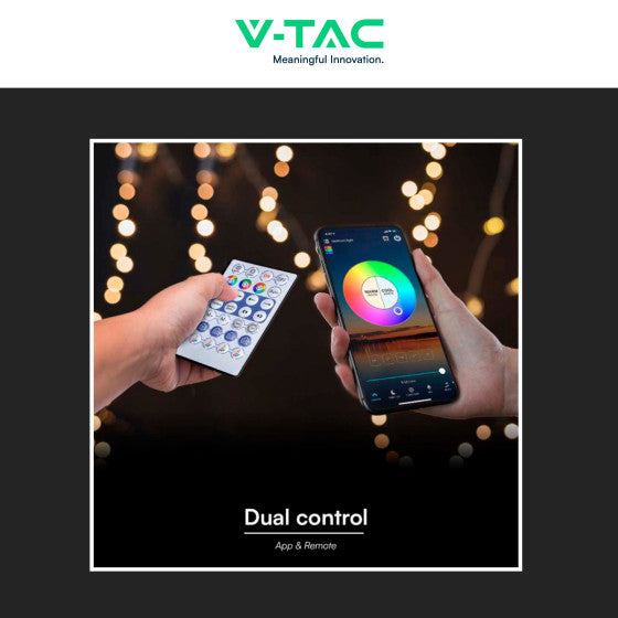 V-TAC VT-5050 STRISCIA LED FLESSIBILE SMART RGB 65W SMD 60 LED/M 24V IP65 CON CONTROLLER E TELECOMANDO - BOBINA 5M - SKU 23146 - Consegna in 1-5 giorni lavorativi
