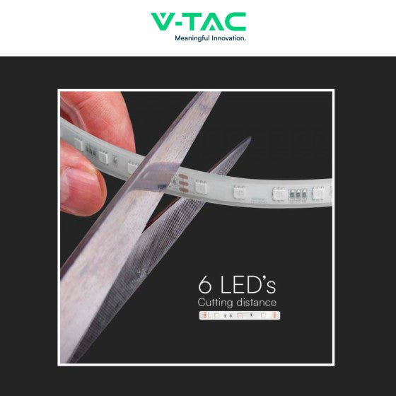 V-TAC VT-5050 STRISCIA LED FLESSIBILE SMART RGB 65W SMD 60 LED/M 24V IP65 CON CONTROLLER E TELECOMANDO - BOBINA 5M - SKU 23146 - Consegna in 1-5 giorni lavorativi