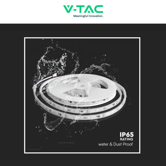 V-TAC VT-5050 STRISCIA LED FLESSIBILE SMART RGB 65W SMD 60 LED/M 24V IP65 CON CONTROLLER E TELECOMANDO - BOBINA 5M - SKU 23146 - Consegna in 1-5 giorni lavorativi