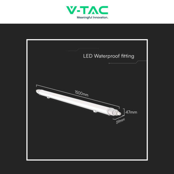 V-TAC VT-80150 TUBO LED 48W SMD LAMPADINA 150CM PLAFONIERA LINKABILE IP65 - SKU 23085 / 23086 - Consegna in 1-5 giorni lavorativi