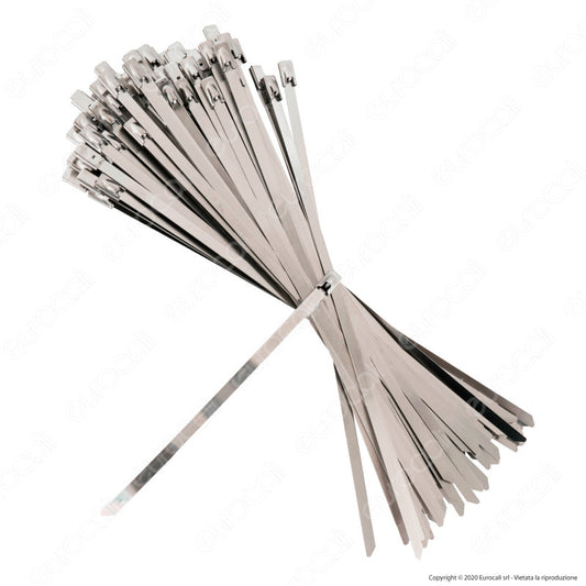 V-Tac Confezione da 100 Fascette Stringicavo Autobloccanti in Acciaio Inox 4,6 x 350 mm - SKU 11191