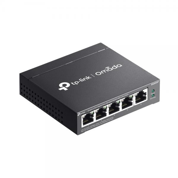 TP-Link - ES205GP - Omada 5-Port Gigabit Easy Managed Switch with 4-Port PoE+, 4 Gigabit PoE+ Ports, 1 Gigabit Non-PoE Ports, 802.3at/af, 65 W PoE Power, Desktop Steel Case and Fanless, Integration [ES205GP]