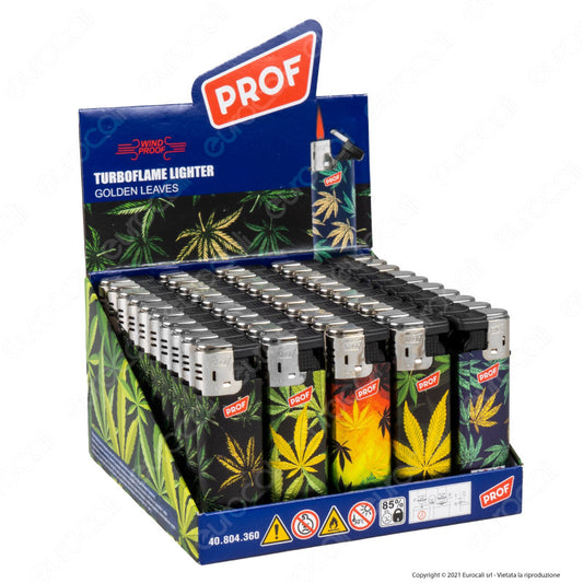 Accendini Turboflame Maxi Prof Fantasia Golden Leaves - Box da 50 Accendini