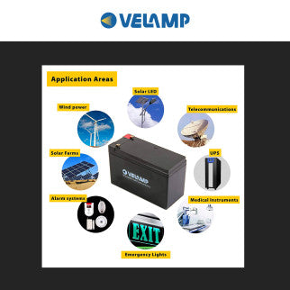 Velamp Batteria al Piombo 12V 7Ah Ricaricabile con Attacchi Faston - mod. 23788