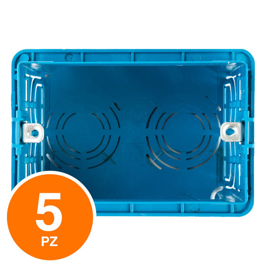 Ecova Scatola da Incasso per Serie Civile 503 a 3 Posti Rettangolare IP40 - mod. 27016 - Confezione da 5 pezzi