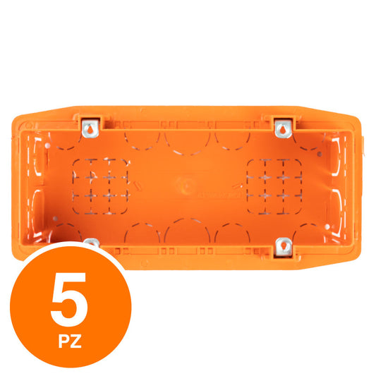 Ecova Scatola da Incasso per Serie Civile 506 a 6 Posti Rettangolare IP40 - mod. 27018 - Confezione da 5 pezzi