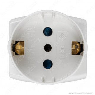 Ecova Adattatore Triplo con 1 Presa Schuko + 10A 2P+T e 2 Prese Laterali 10A 2P+T Colore Bianco - mod. 33041