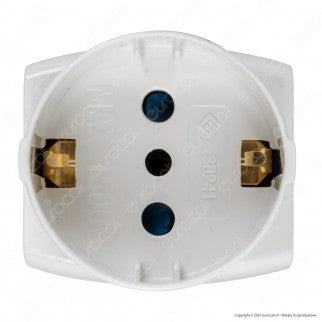 Ecova Adattatore Triplo con 1 Presa Centrale Schuko + 10A 2P+T e 2 Laterali 10/16A 2P+T Colore Bianco - mod. 33047