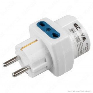 Ecova Adattatore Triplo con 1 Presa Schuko 10/16 A 2P+T e 2 Prese Laterali 10/16A 2P+T Bipasso Colore Bianco - mod. 33111