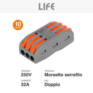 Life Connettori Universali 2 Poli a 3 Posizioni - Confezione da 10 - mod. 38.3005023