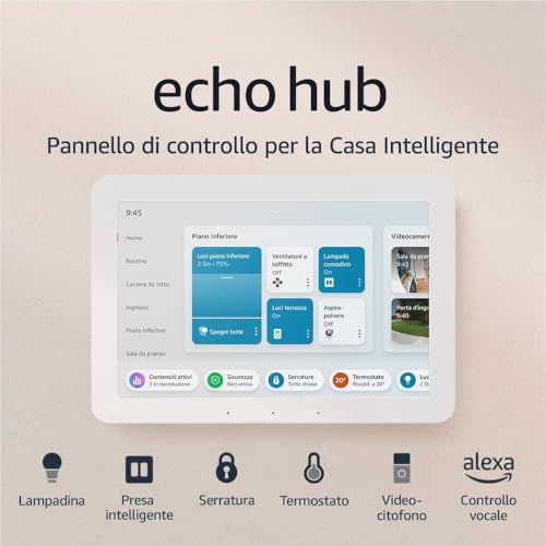 Echo Hub | Pannello di controllo per la Casa Intelligente con Alexa e schermo da 8” | Compatibile con migliaia di dispositivi