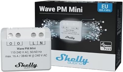 Shelly Qubino Wave PM Mini | Confezione da 2 | Misuratore di potenza Z-wave, 1 canale 16 A con | Domotica | App iOS Android | Basso consumo energetico | Alta compatibilità