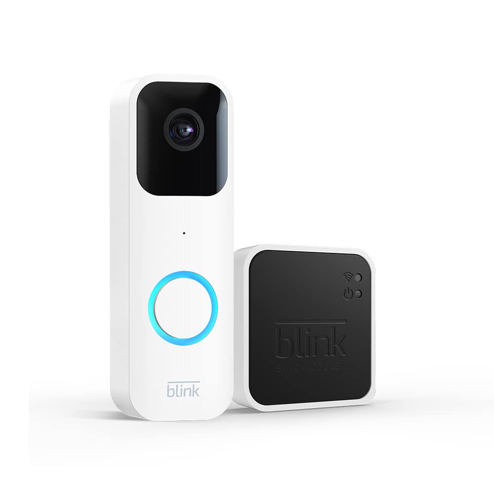 Blink Videocitofono (Video Doorbell) + Sync Module 2 | Audio bidirezionale, video HD, lunga durata della batteria, rilevazione di movimento, notifiche nell’app, funziona con Alexa (bianco)