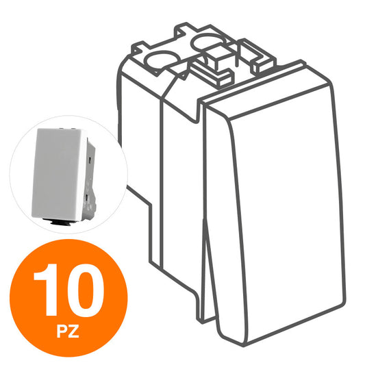 MAPAM Pulsante Unipolare (10A-250V) JOY Bianco - Confezione 10pz - mod. 505B - Compatibile con BTicino MATIX