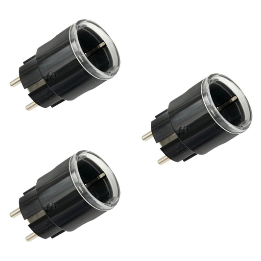 Shelly Plug S MTR Gen3 Nero, confezione da 3 prese intelligenti certificate opaco con monitoraggio della corrente e display LED multicolore, telecomando iOS Android APP, Google Home+Alexa, timer