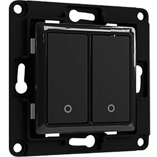 Shelly Wall Switch 2, Interruttore da Parete a 2 Pulsanti per Relè Intelligenti, Domotica, per Tapparelle o Luci, Nero