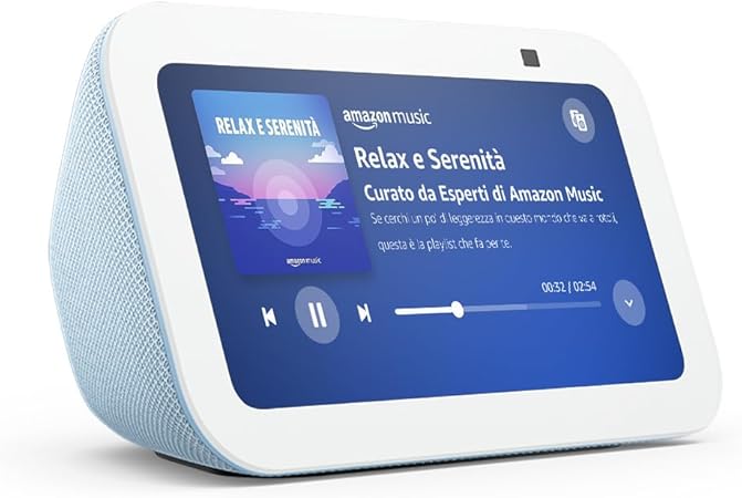 Echo Show 5 (3ª generazione) | Schermo touch intelligente e compatto, con Alexa: controllo della Casa Intelligente e molto altro | Azzurro