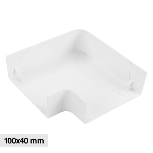 Elmark Angolo a L per 2 Canaline Passacavi 100x40 in Plastica Bianca - mod. 562100404