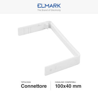Elmark Connettore Giunto per Canaline Passacavi 100x40 in Plastica Bianca - mod. 562100405