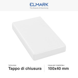 Elmark Tappo di Chiusura per Canaline Passacavi 100x40 in Plastica Bianca - mod. 562100406