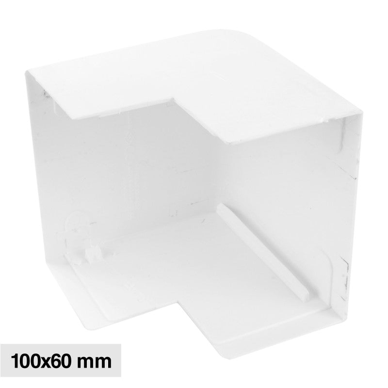 Elmark Angolo Esterno per 2 Canaline Passacavi 100x60 in Plastica Bianca - mod. 562100601