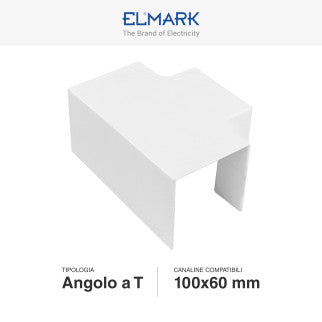 Elmark Angolo a T per 3 Canaline Passacavi 100x60 in Plastica Bianca - mod. 562100603 (Copia)