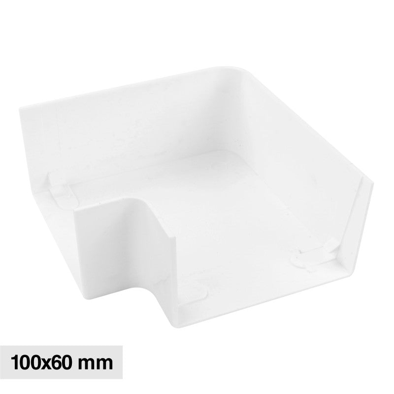 Elmark Angolo a L per 2 Canaline Passacavi 100x60 in Plastica Bianca - mod. 562100604