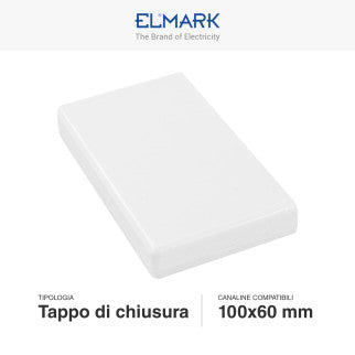 Elmark Tappo di Chiusura per Canaline Passacavi 100x60 in Plastica Bianca - mod. 562100606