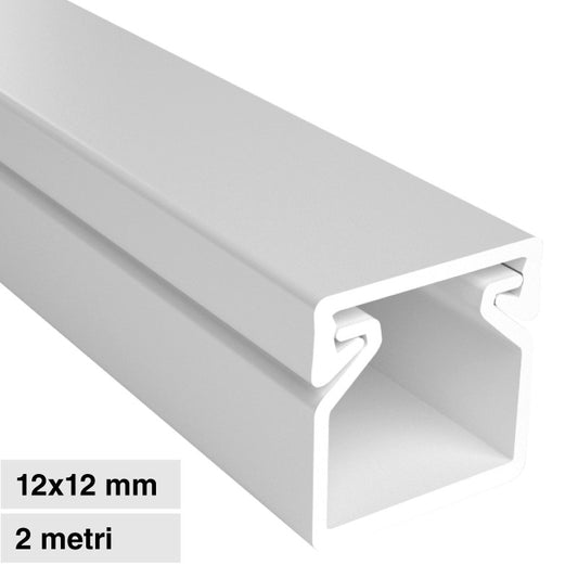 Elmark Canalina Passacavi 12x12 in Plastica Bianca e Coperchio Removibile Lunghezza 2 metri - mod. 5621212