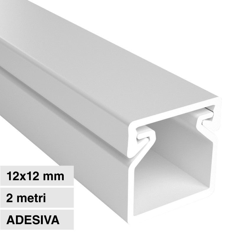 Elmark Canalina Passacavi Adesiva 12x12 in Plastica Bianca e Coperchio Removibile Lunghezza 2 metri - mod. 5621212A