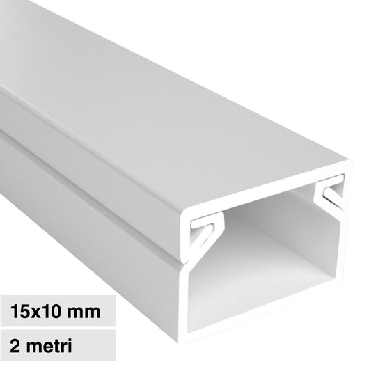 Elmark Canalina Passacavi 15x10 in Plastica Bianca e Coperchio Removibile Lunghezza 2 metri - mod. 5621510