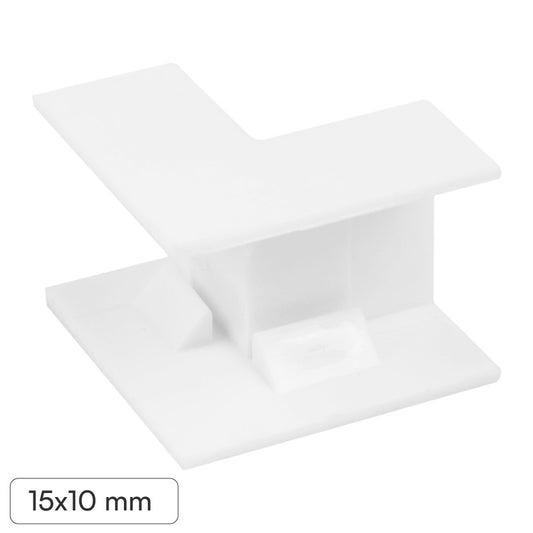 Elmark Angolo Interno a L per 2 Canaline Passacavi 15x10mm in Plastica Bianca - mod. 56215102