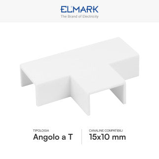 Elmark Angolo a T per 3 Canaline Passacavi 15x10mm in Plastica Bianca - mod. 56215103