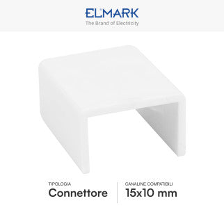 Elmark Connettore Giunto per 2 Canaline Passacavi 15x10mm in Plastica Bianca - mod. 56215105