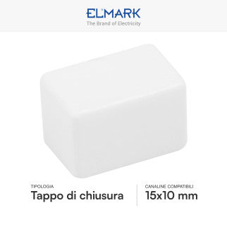 Elmark Tappo di Chiusura per Canaline Passacavi 15x10mm in Plastica Bianca - mod. 56215106