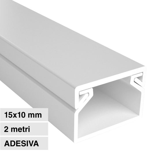 Elmark Canalina Passacavi Adesiva 15x10 in Plastica Bianca e Coperchio Removibile Lunghezza 2 metri - mod. 5621510A