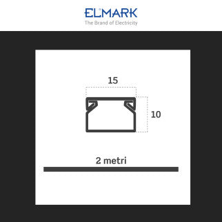 Elmark Canalina Passacavi Adesiva 15x10 in Plastica Bianca e Coperchio Removibile Lunghezza 2 metri - mod. 5621510A