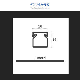 Elmark Canalina Passacavi 16x16 in Plastica Bianca e Coperchio Removibile Lunghezza 2 metri - mod. 5621616