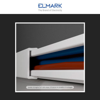 Elmark Canalina Passacavi Adesiva 16x16 in Plastica Bianca e Coperchio Removibile Lunghezza 2 metri - mod. 5621616A