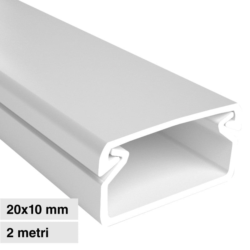 Elmark Canalina Passacavi 20x10 in Plastica Bianca e Coperchio Removibile Lunghezza 2 metri - mod. 5622010