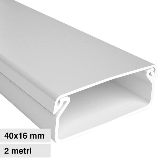 Elmark Canalina Passacavi 40x16 in Plastica Bianca e Coperchio Removibile Lunghezza 2 metri - mod. 5624016