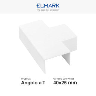 Elmark Angolo a T per 3 Canaline Passacavi 40x25 in Plastica Bianca - mod. 56240253